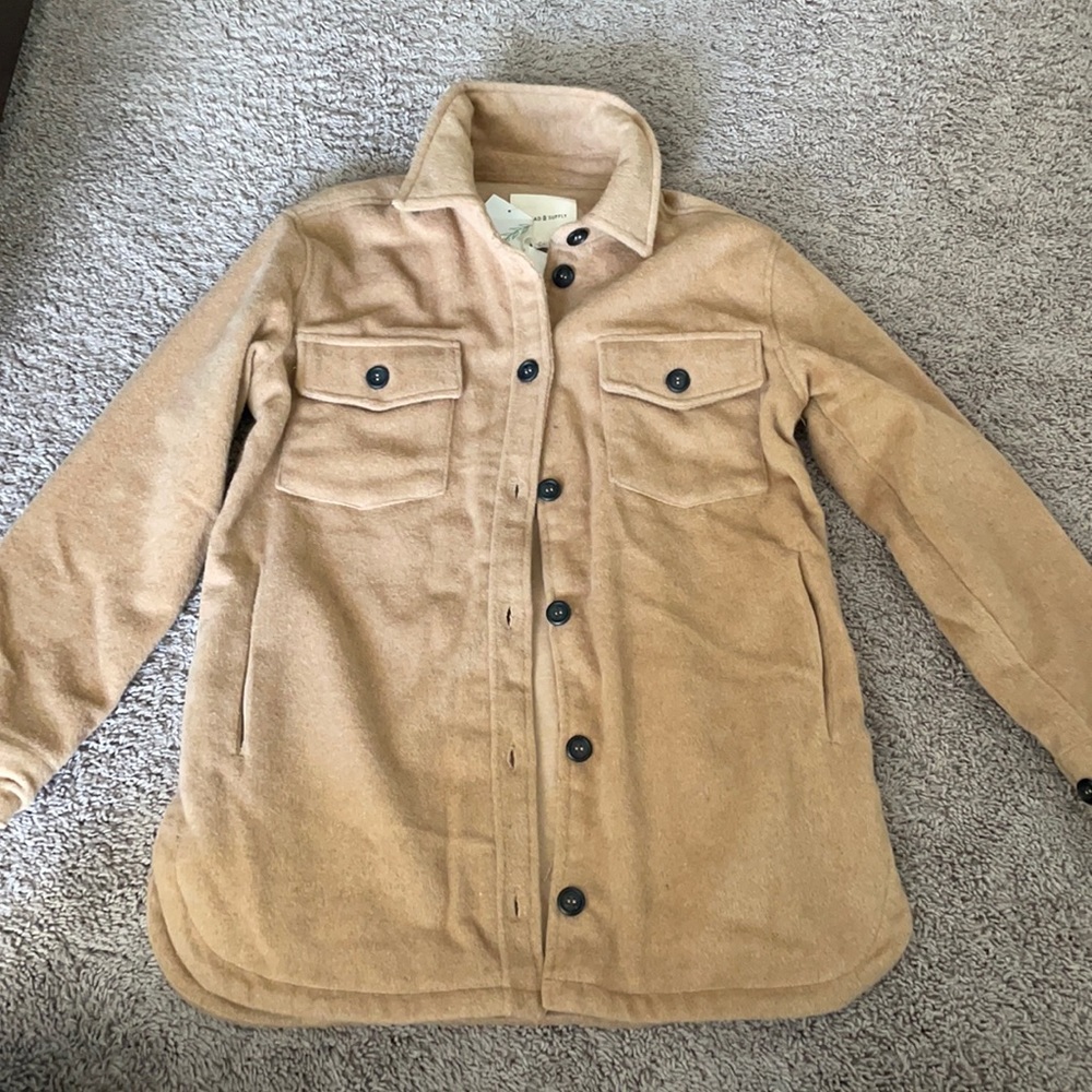 Thread & Supply Tan Button-Up Shirt Jacket
